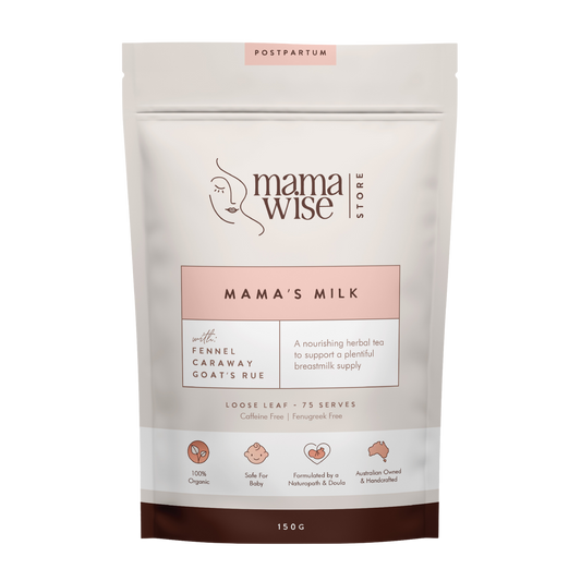 Mamawise Mama's Milk Herbal Tea 150gm pack for breastfeeding mothers to support healthy milk supply